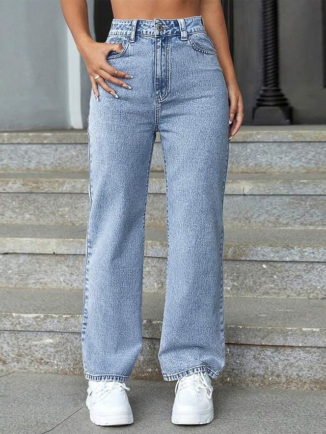 summer high waist straight leg light wash jeans