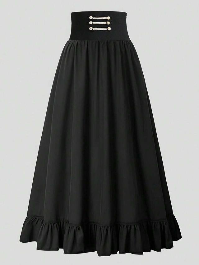 black elastic waist vintage palace style maxi skirt