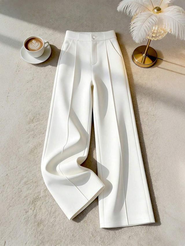 franclia women's white elegant straight-leg office pants