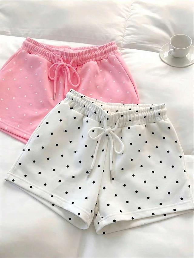 white minimalist white polka dot cotton lounge shorts