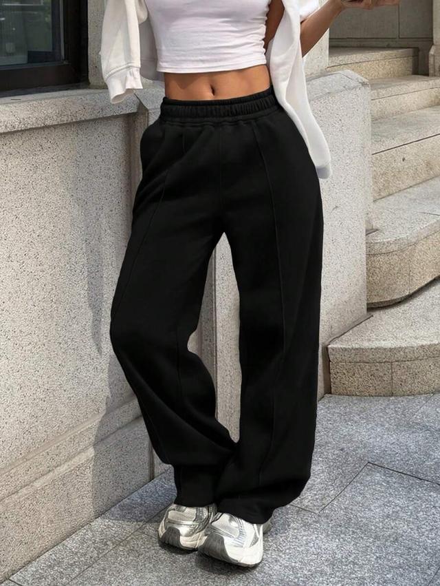 women's casual loose solid color elastic waist sweatpants