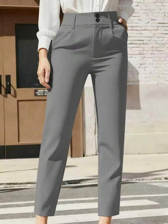 autumn high waist double button professional trousers