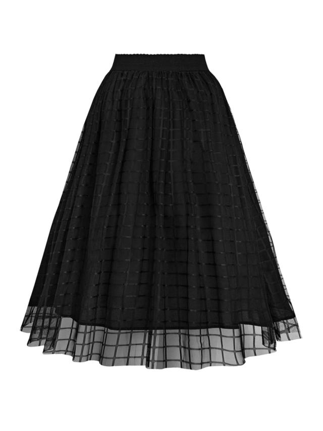 women's minimalist fashion net plaid skirt black spring
