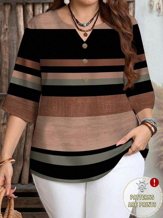emery rose women's vacation casual colorblock striped shirt
