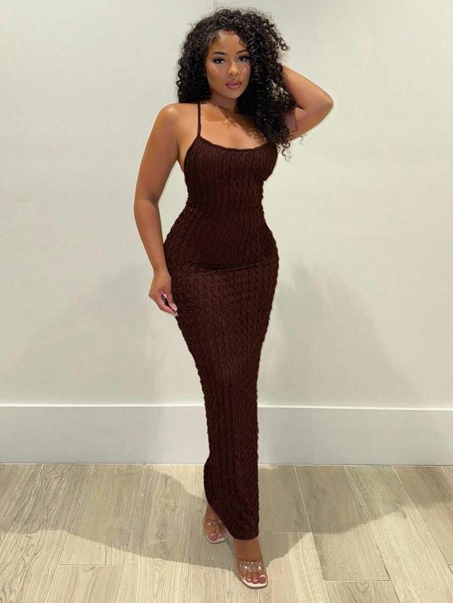 alexandranx solid texture bodycon backless cami dress