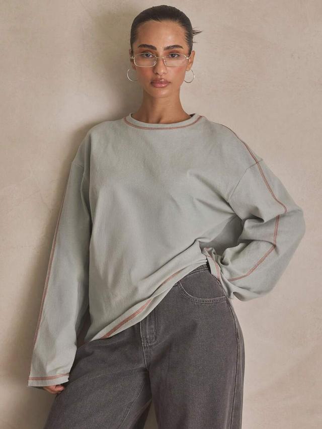 musera washed oversized long sleeve top