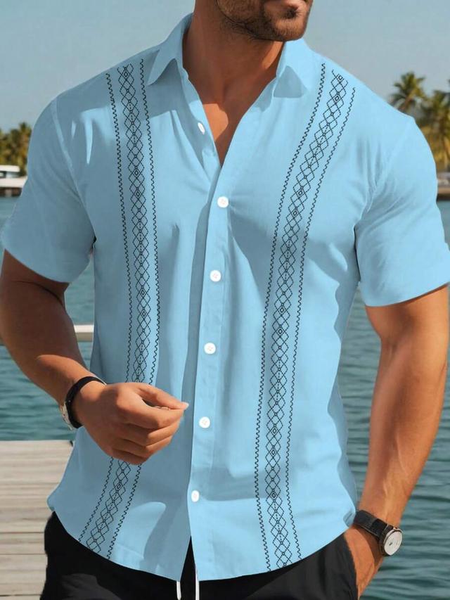 light blue short sleeve casual printed shirt