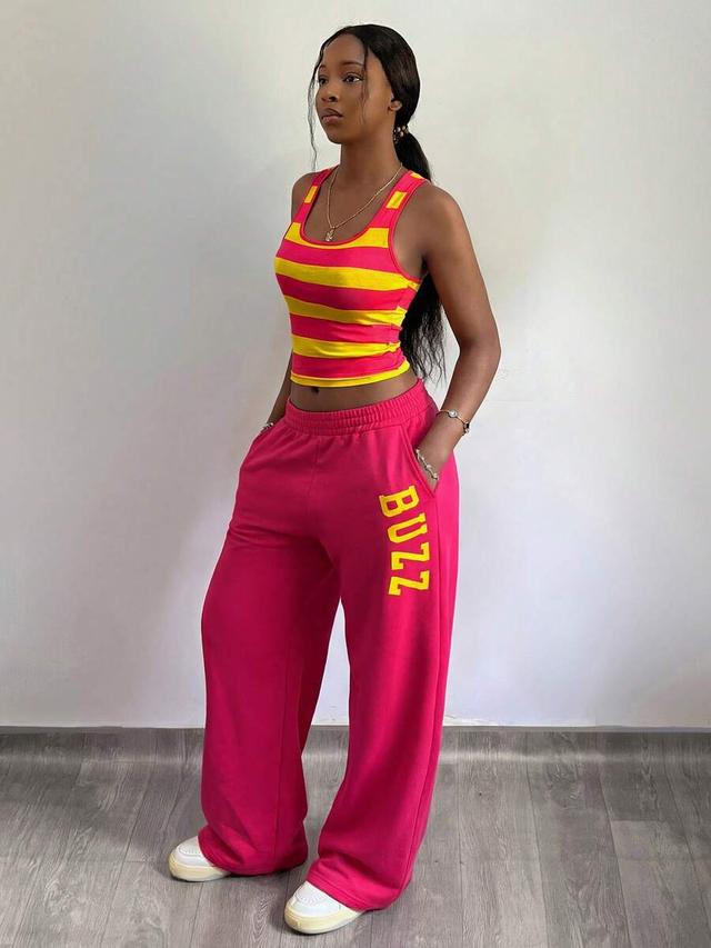 pink and yellow striped y2k loungewear set