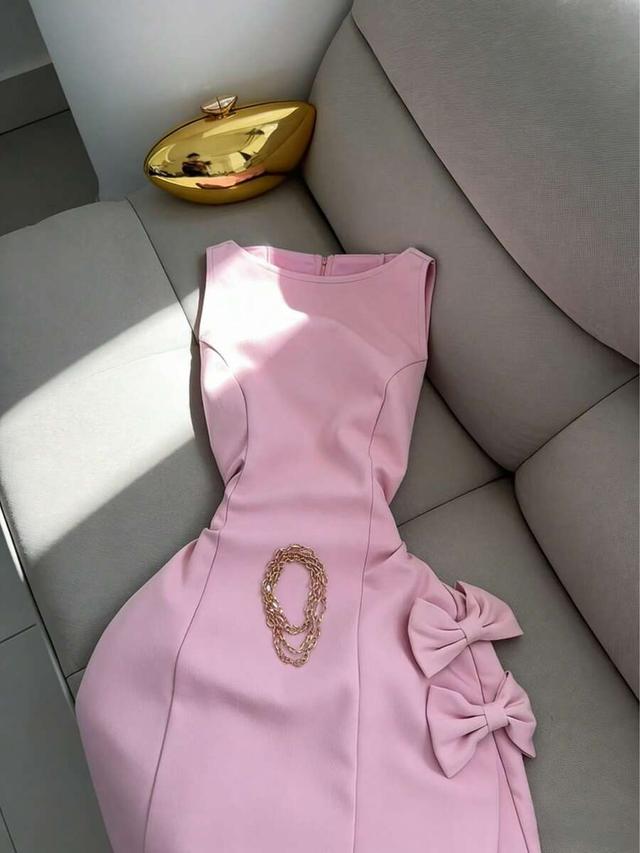pink bow mini dress casual party evening gown