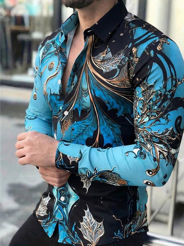retro floral print long sleeve button-up shirt