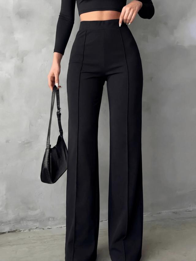 women's high waist slim fit black office pants