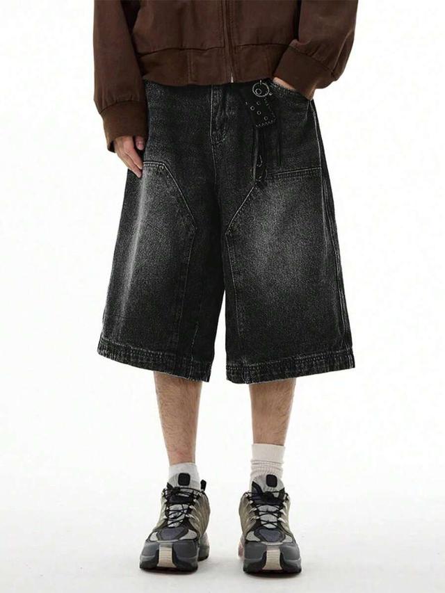 men's casual loose bermuda vintage denim shorts