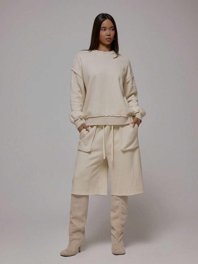 musera oversized pocket cut off raw hem jogger shorts
