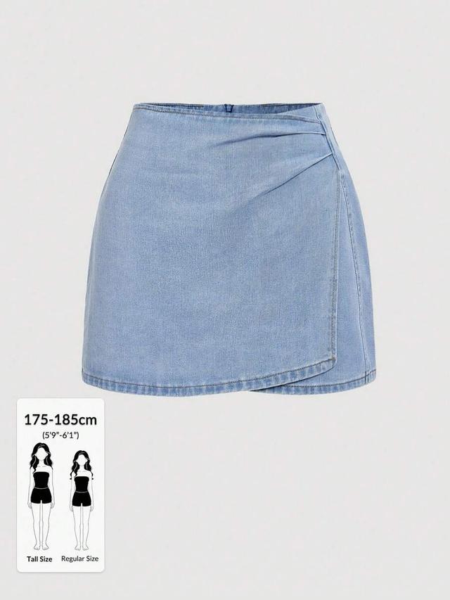 high waist wrap denim mini skirt