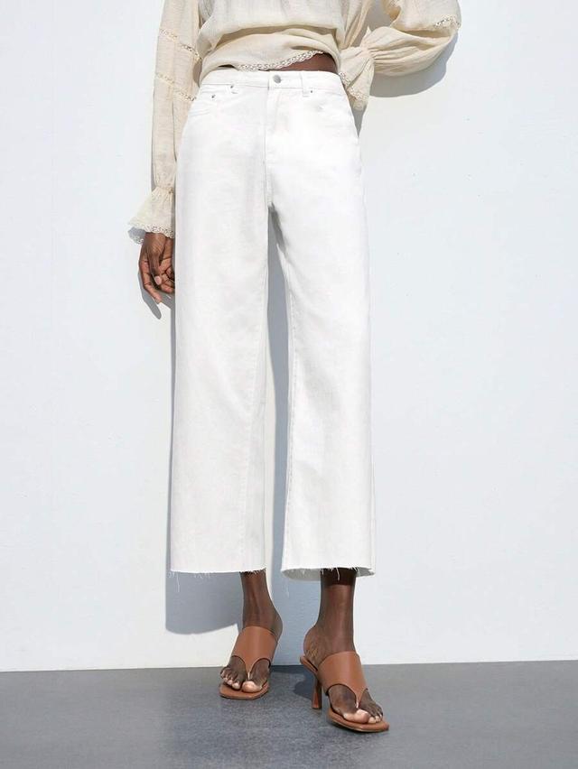 maija white low-rise cropped wide-leg denim jeans