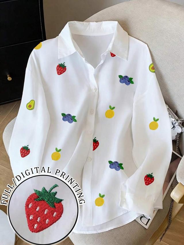 white long sleeve shirt with fruit print
