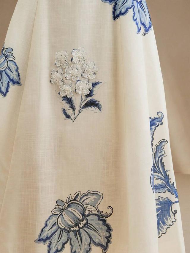 petite women's floral print a-line dress with 3d flowers