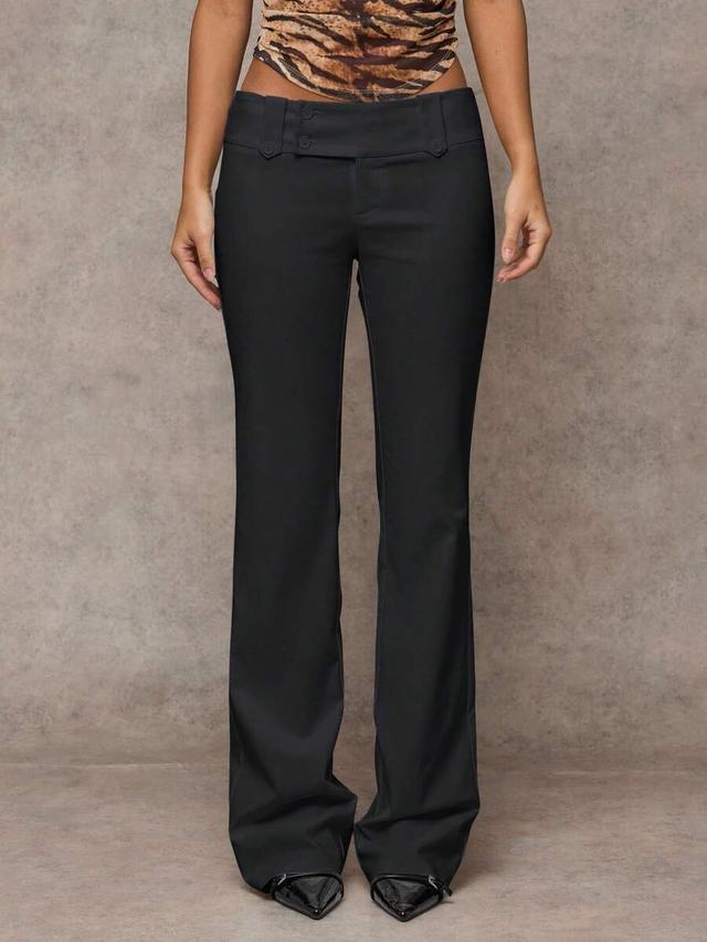 black low-waisted wide leg office trousers