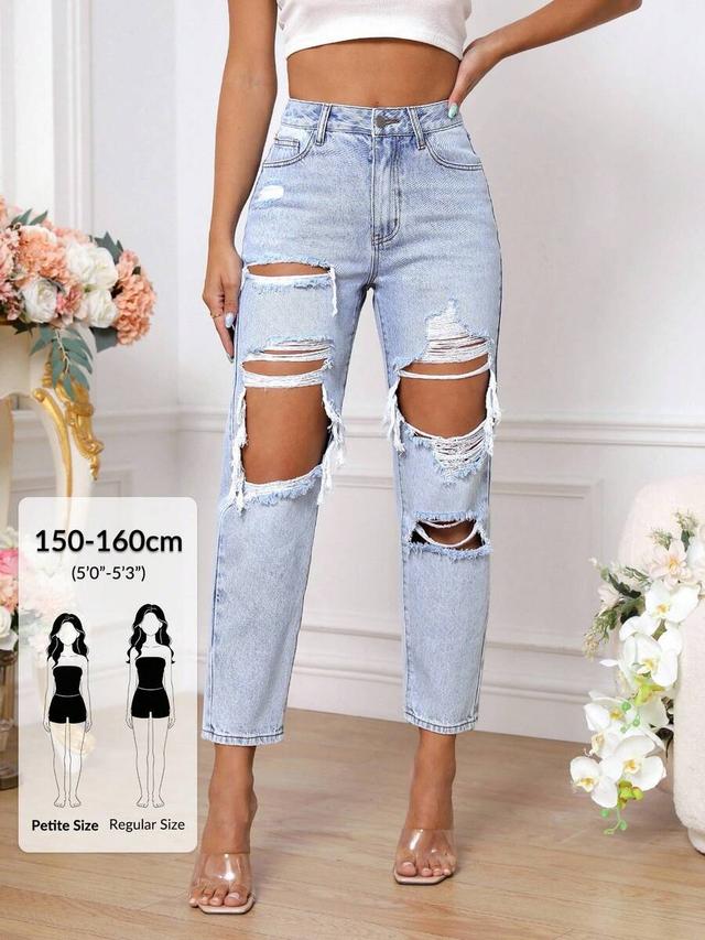 light wash distressed high waisted denim jeans