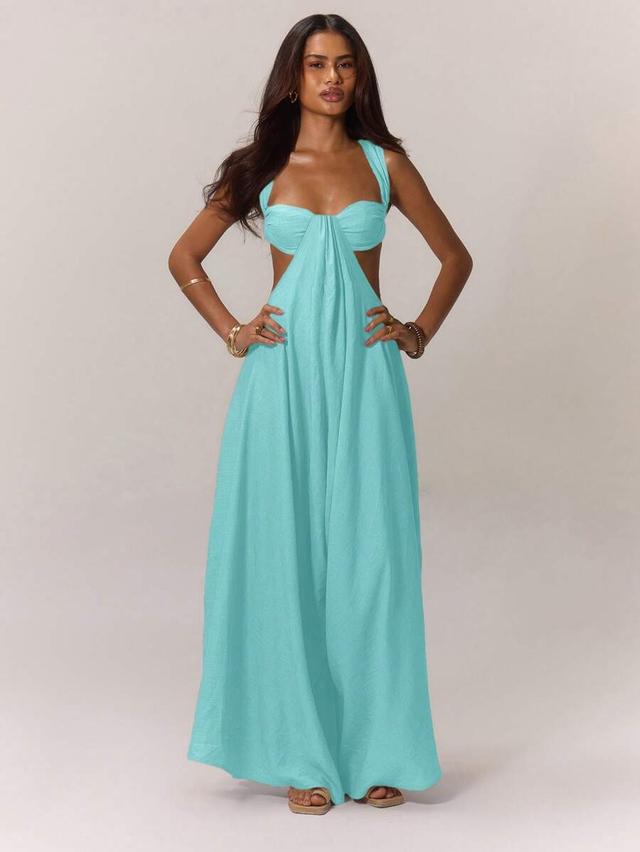 musera extreme wide leg draped cut out jumpsuit