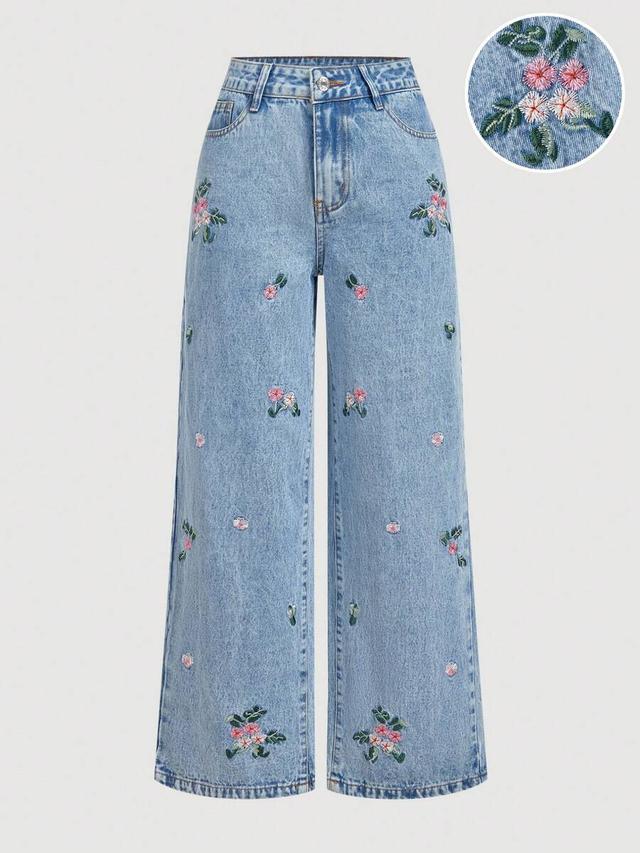sweetra floral embroidery casual women jeans