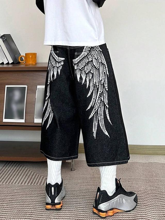 hearty haven casual loose fit printed denim shorts