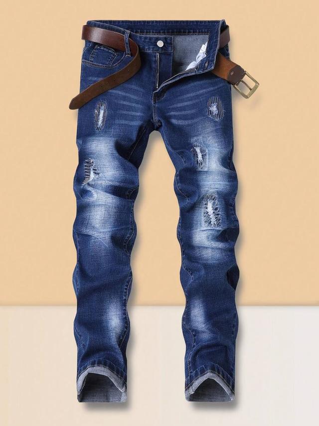 men's distressed slim fit stretch denim jeans