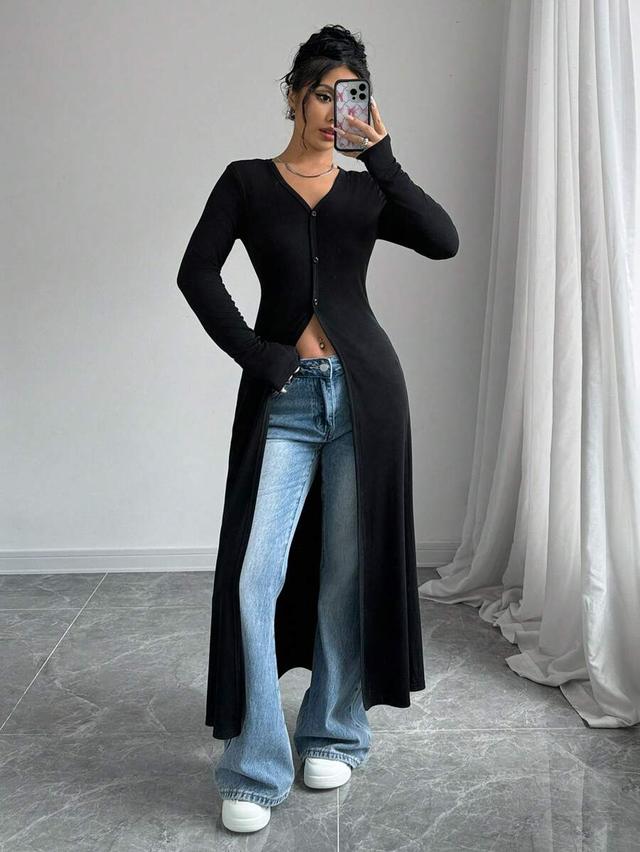 black slim fit long sleeve button-down shirt