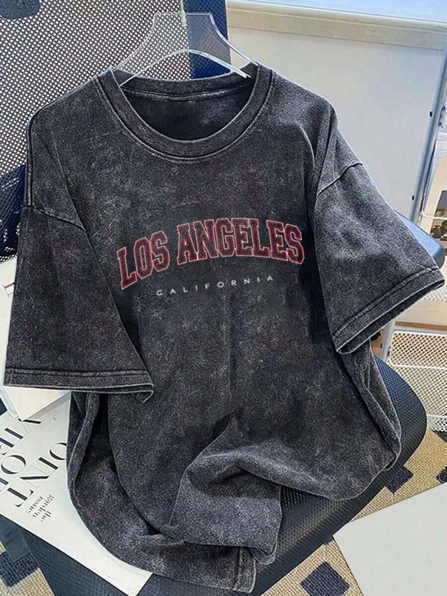 vintage oversized black marled los angeles graphic t-shirt