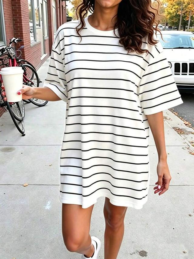 oversized striped cotton t-shirt dress