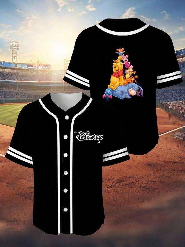 disney winnie the pooh graphic baseball button down top