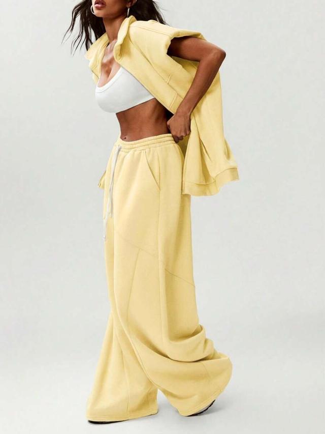 yellow oversized barrel leg cotton sweatpants