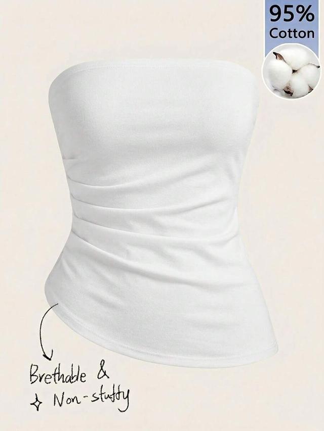 minimalist white cotton strapless tube top