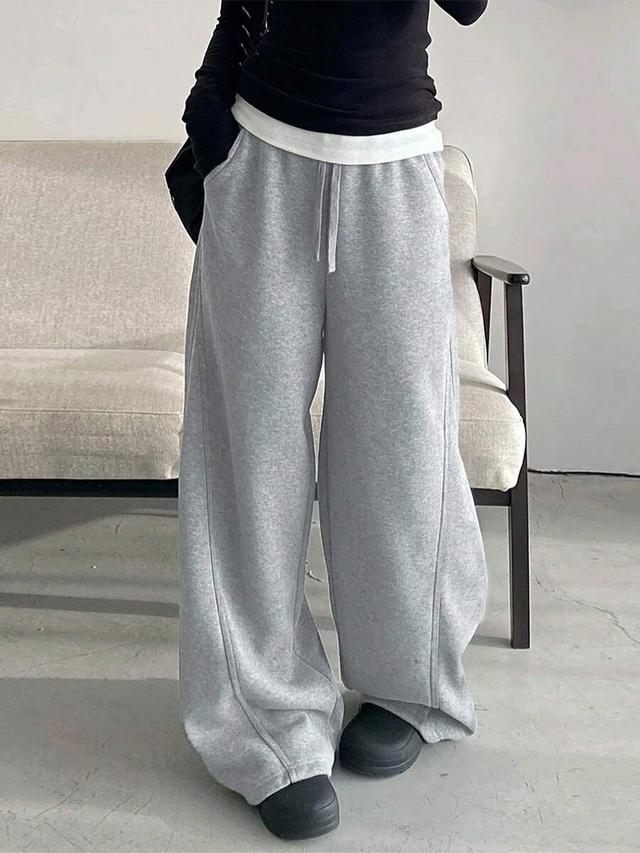 grey marl elastic waist loose barrel leg pants