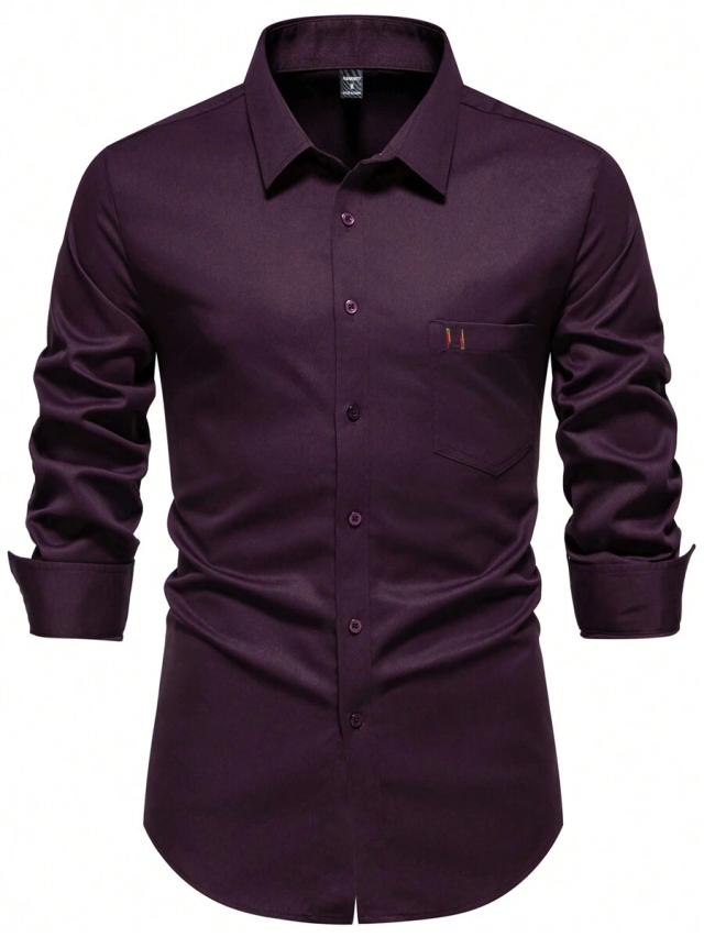 calvornis men's purple casual long sleeve formal shirt