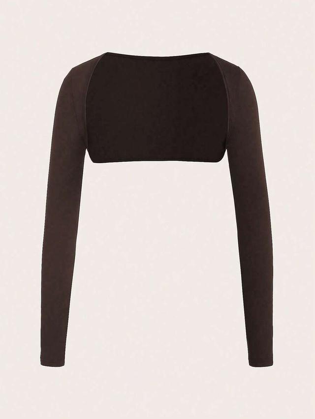 brown long sleeve knit shrug cover up