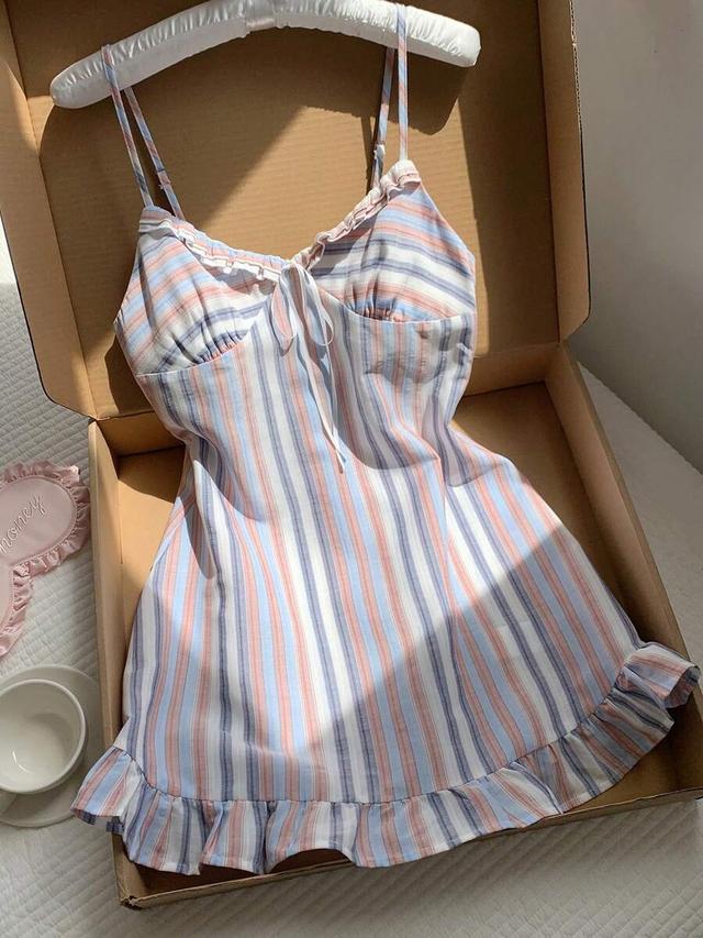 casual striped spaghetti strap mini dress
