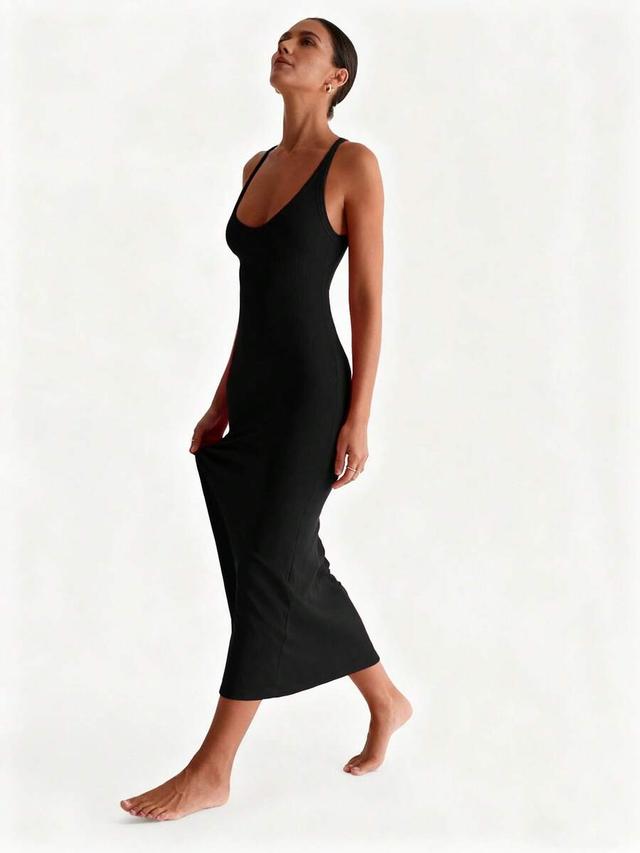 sexy v-neck knit bodycon midi dress