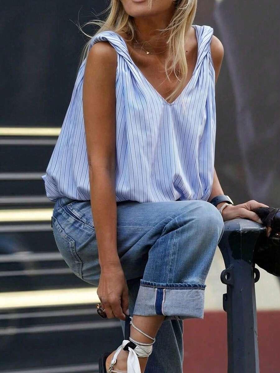 women fashion striped sleeveless tank top