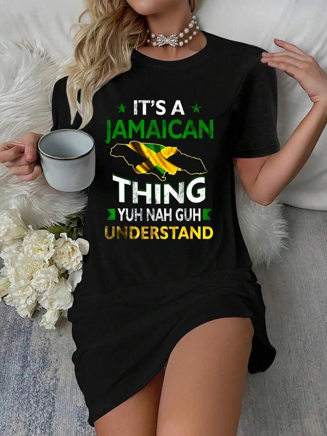 jamaican flag graphic print black t-shirt dress