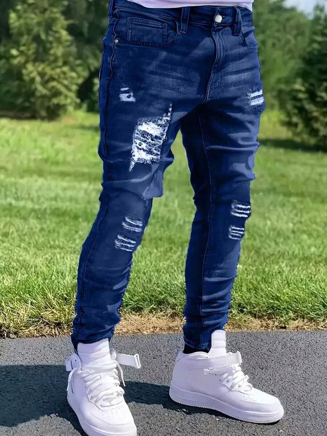 men skinny distressed denim jeans