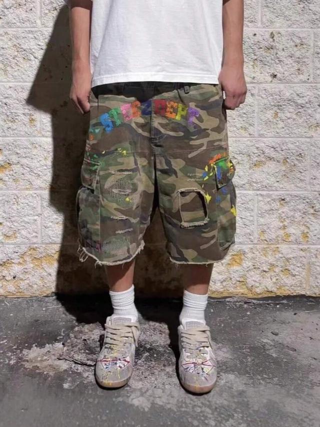 american high street camouflage tooling denim shorts