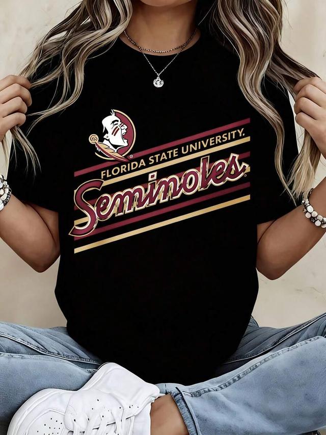 black florida state university seminoles logo graphic cotton t-shirt