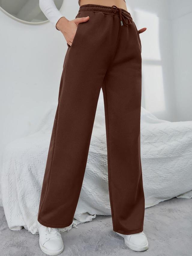 solid brown drawstring slant pocket sweatpants
