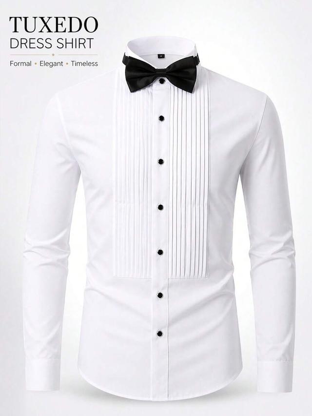 men's formal white pleated tuxedo dress shirt