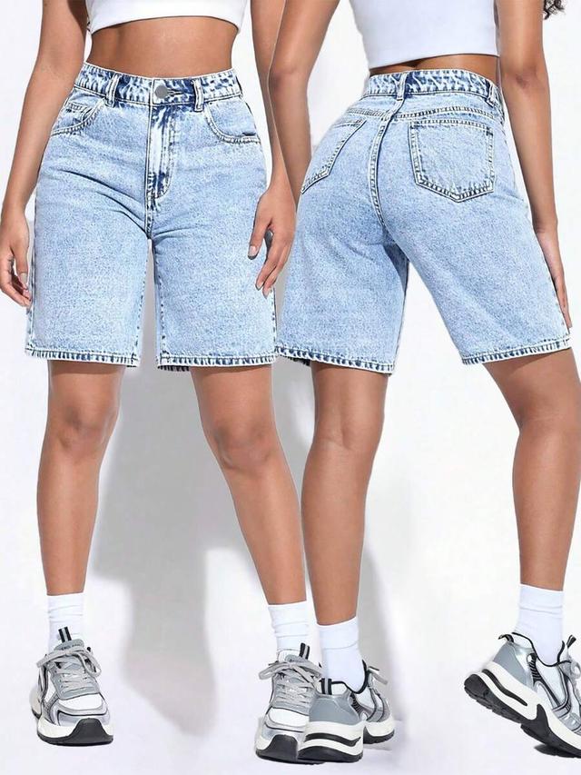 acid wash denim bermuda shorts