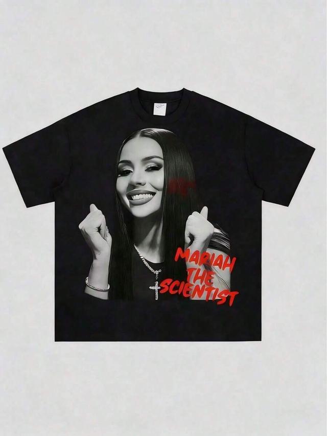oversized black cotton graphic crew neck t-shirt