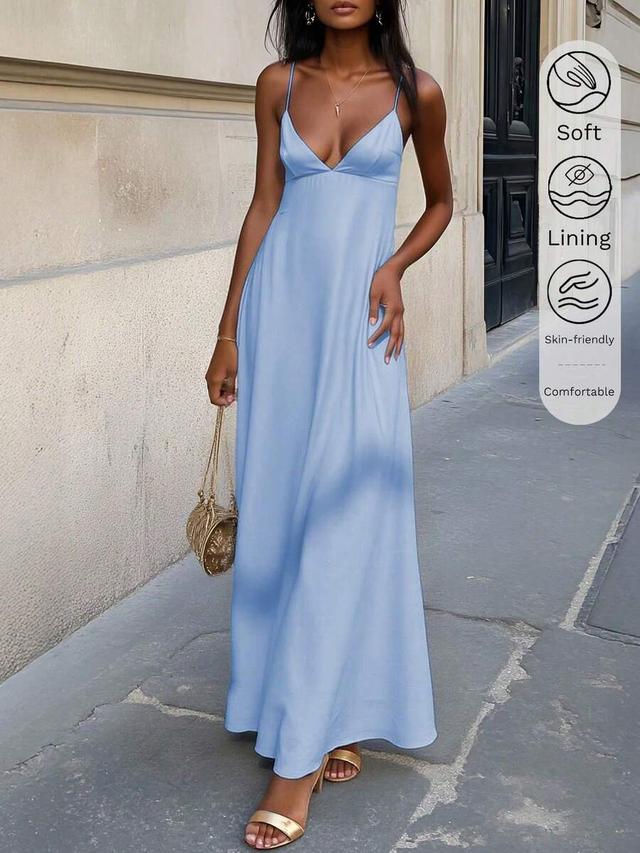 women's satin v-neck elegant summer dress