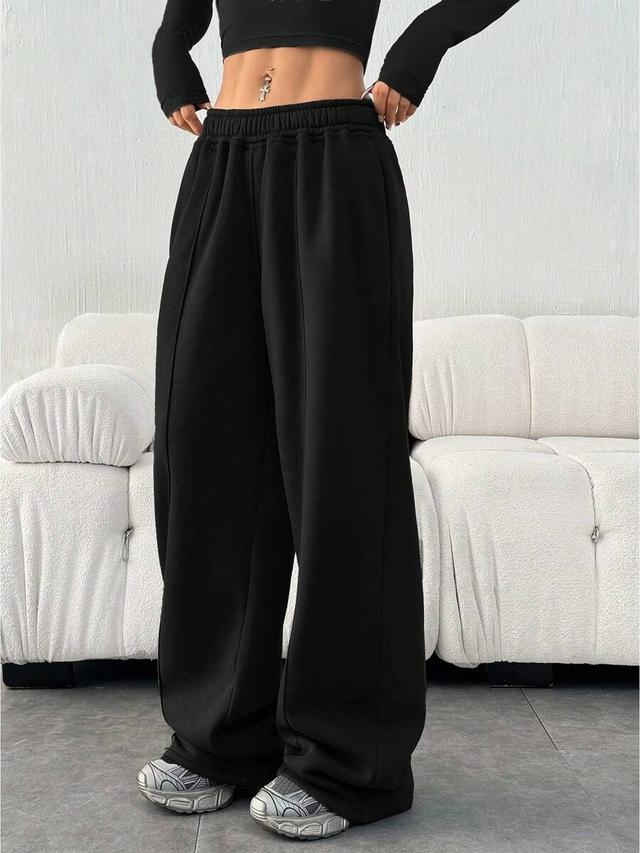 slant pocket wide leg black sweatpants