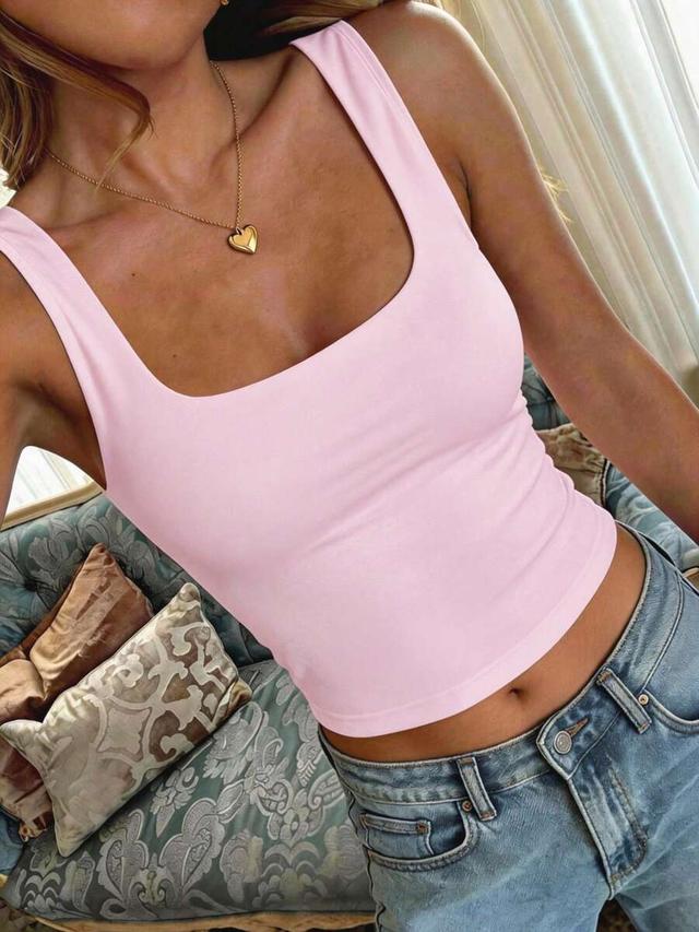 pink slim fit y2k camisole tank top